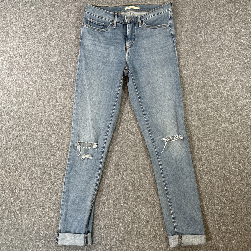 Levi's 311 Shaping Skinny Jeans Womens 28x32 Light Wash Stretch Distressed
